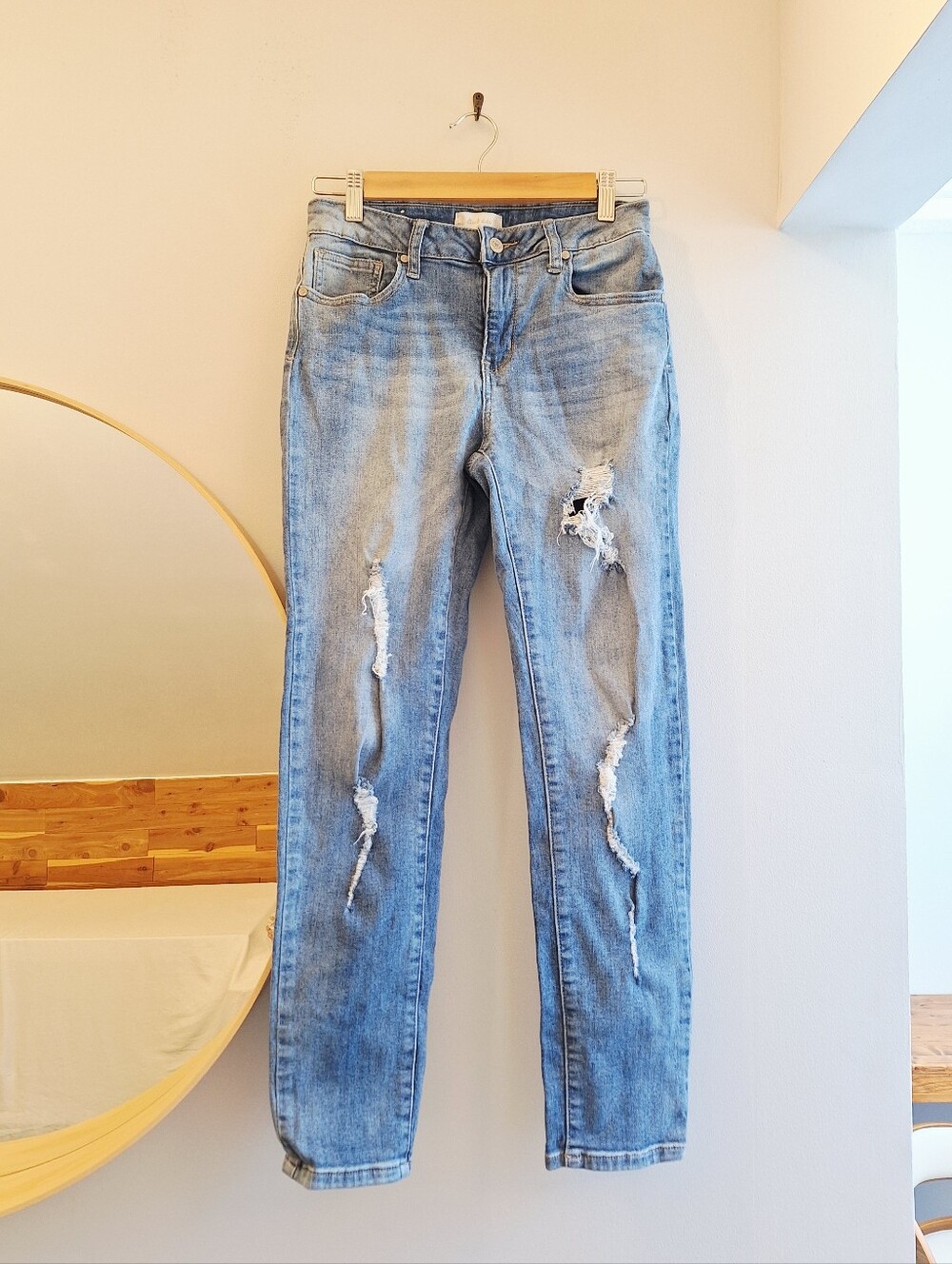 Altar'd State Light Wash High Waisted Distressed Jeans - Size 26 - Picture 2 of 6